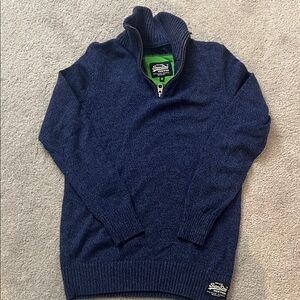 Superdry Men's Zip-Up Sweater in Deep Blue